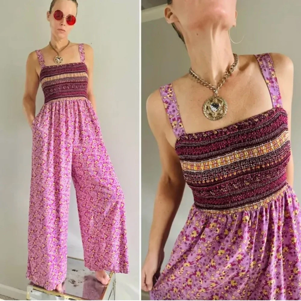 Dokotoo Bohemian Floral Pink Jumpsuit Romper - Picture 8 of 8